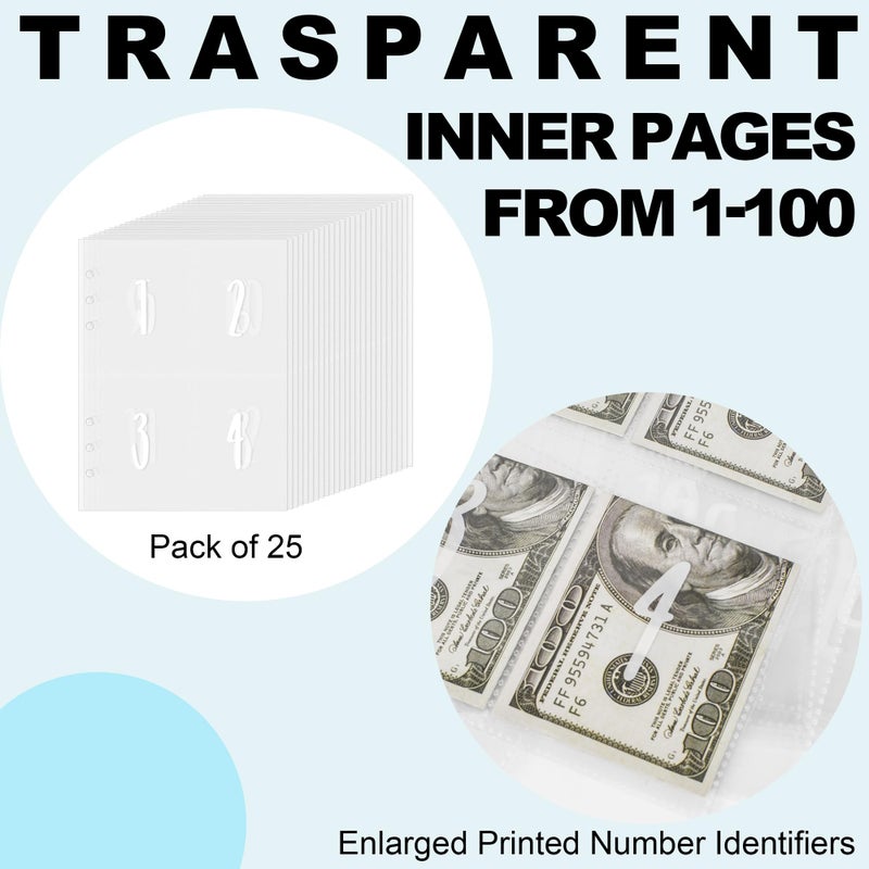LingLingo 100 Envelopes Money Saving Challenge Binder  Easy and Fun Way to Save $5 050  A5 Budget Book with Cash Envelopes Kit Black White - Image 5